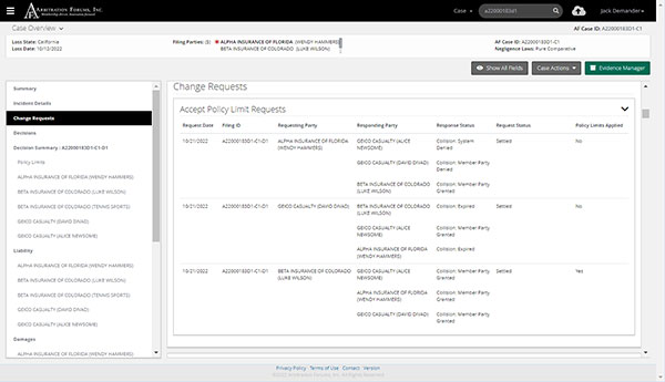 Screenshot of the Case Overview