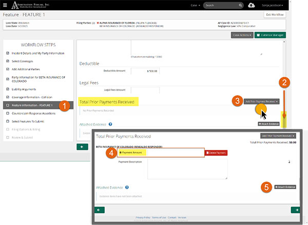 Screenshot showing the steps to enter a prior payment