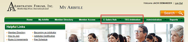 Screenshot showing My Arbfile menu after change