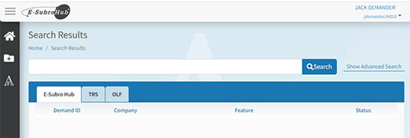 Screenshot of New Search Results Screen